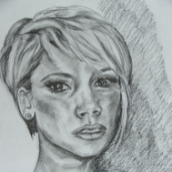 Victoria Beckham drawing in pencil